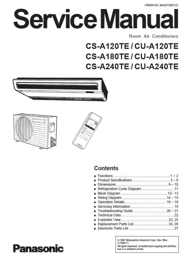 CS-A120TE, CS-A180TE, CS-A240TE, CU-A120TE, CU-A180TE, CU-A240TE